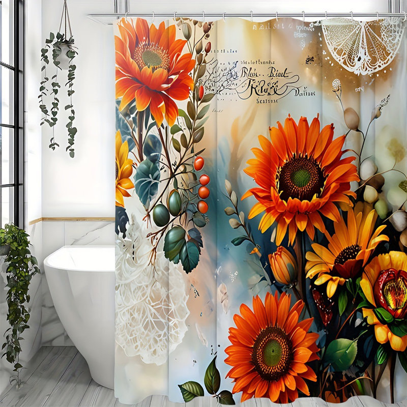 Shower Curtain with Hooks Included, 72"H x 72"W