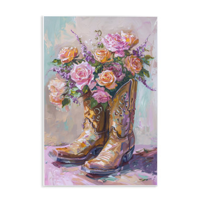 Floral Boots Bouquet Wall Plaque Art by Petal Prints Design