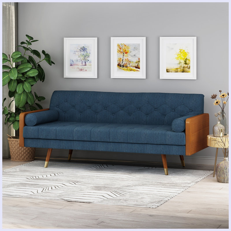 Canapé en tissu Mid-Century, Bleu marine