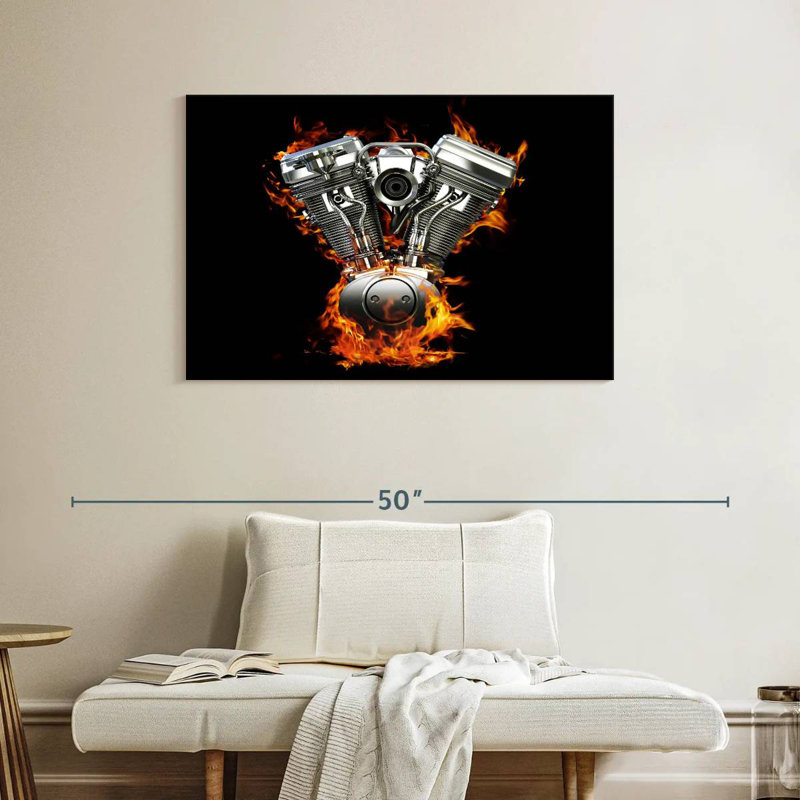 Mehar Blazing Motorcycle Engine, 26" H x 39" W