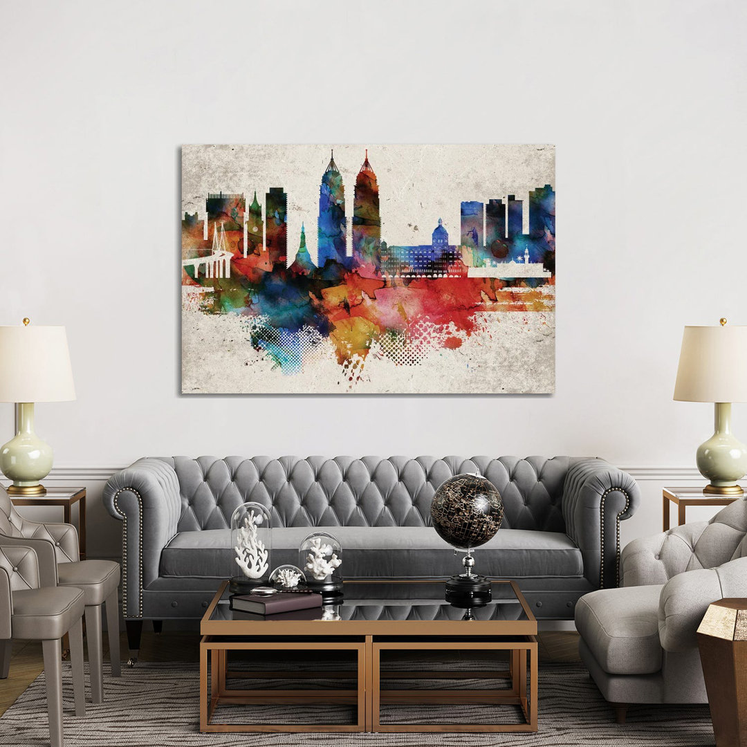 Mumbai Abstract Skyline by WallDecorAddict - Wrapped Canvas Print