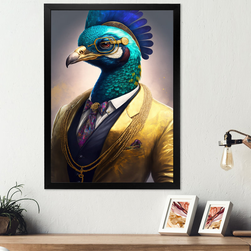 «Peacock Gangster in NYC I», impression sur toile, Impression noire sur toile encadrée, H 20 po x l 12 po x P 1 po