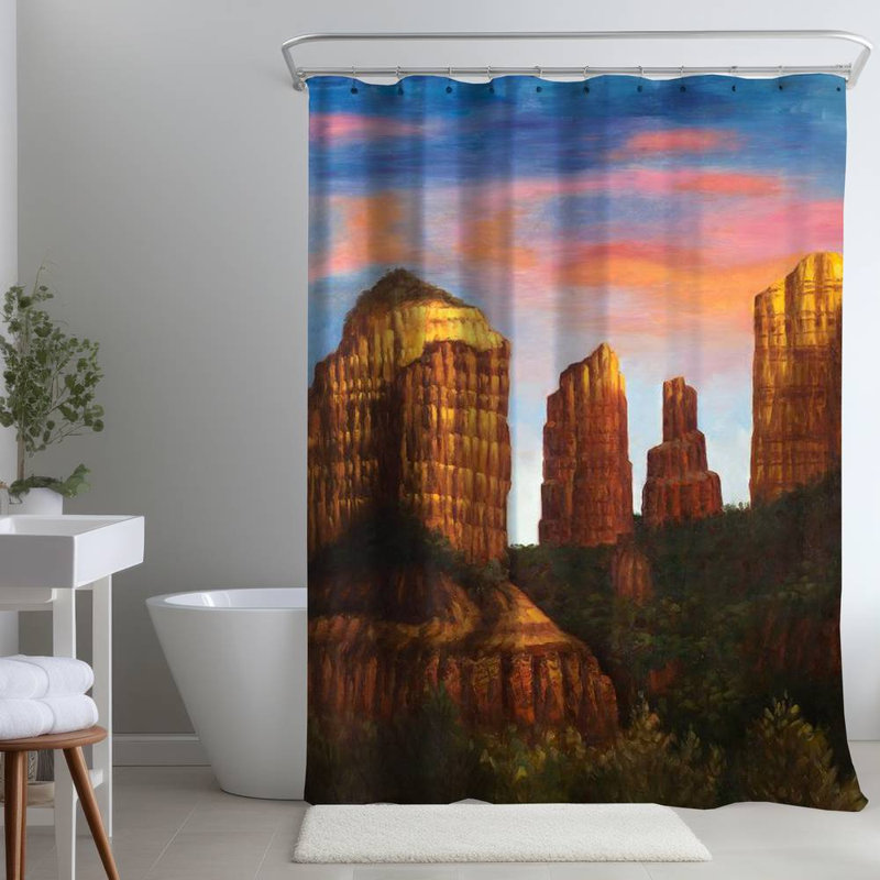 Shower Curtain LA46 – Polyester Shower Curtain, Dye Sublimation Print, 71" W × 74" L