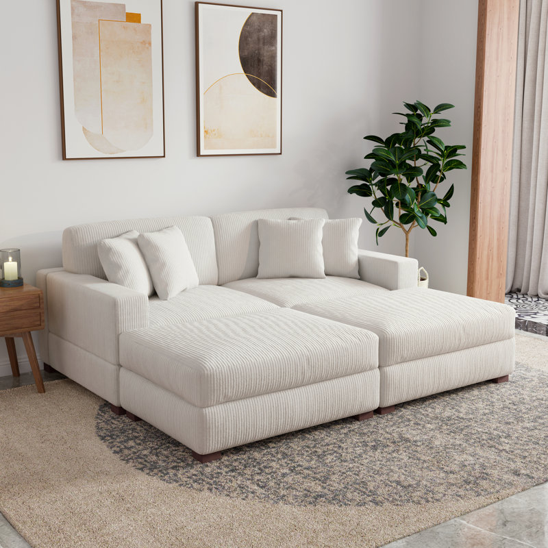 Milbrey 210.1Cm Square Arms Sleeper, Beige