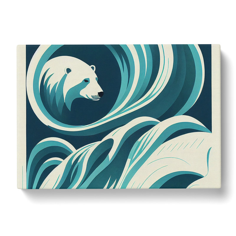 Polar Bear Art Deco Abstract - Wrapped Canvas Print, 50cm H x 76cm W x 3cm D