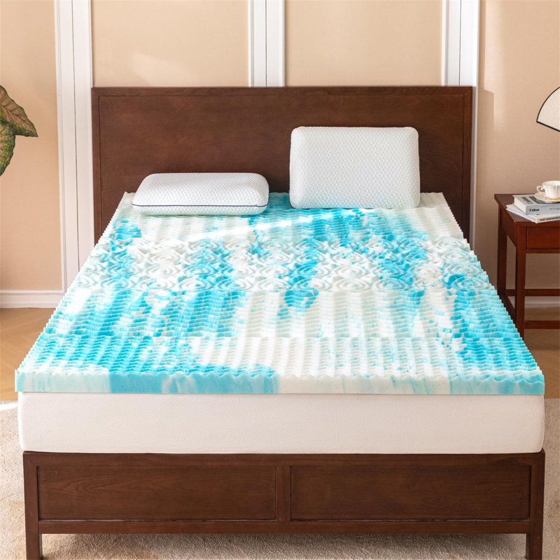 Surmatelas en mousse viscoélastique gélifiée 2 pouces bleu, Lit simple