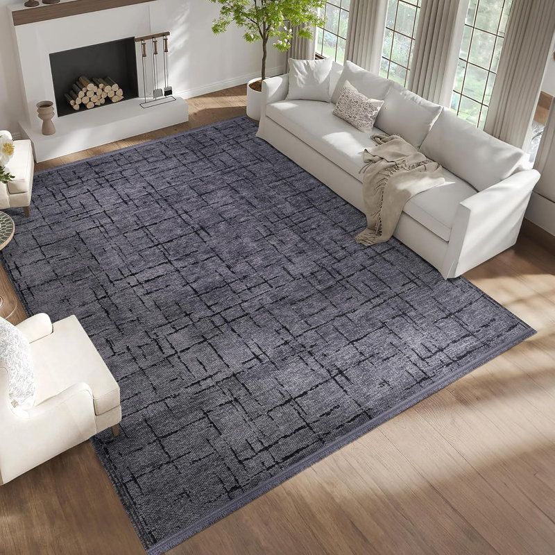 Non Slip Area Rug Low Pile Bedroom Rugs Machine Washable Floor Mat Living Room Carpet - NT0201, Rectangle 120 x 180 cm