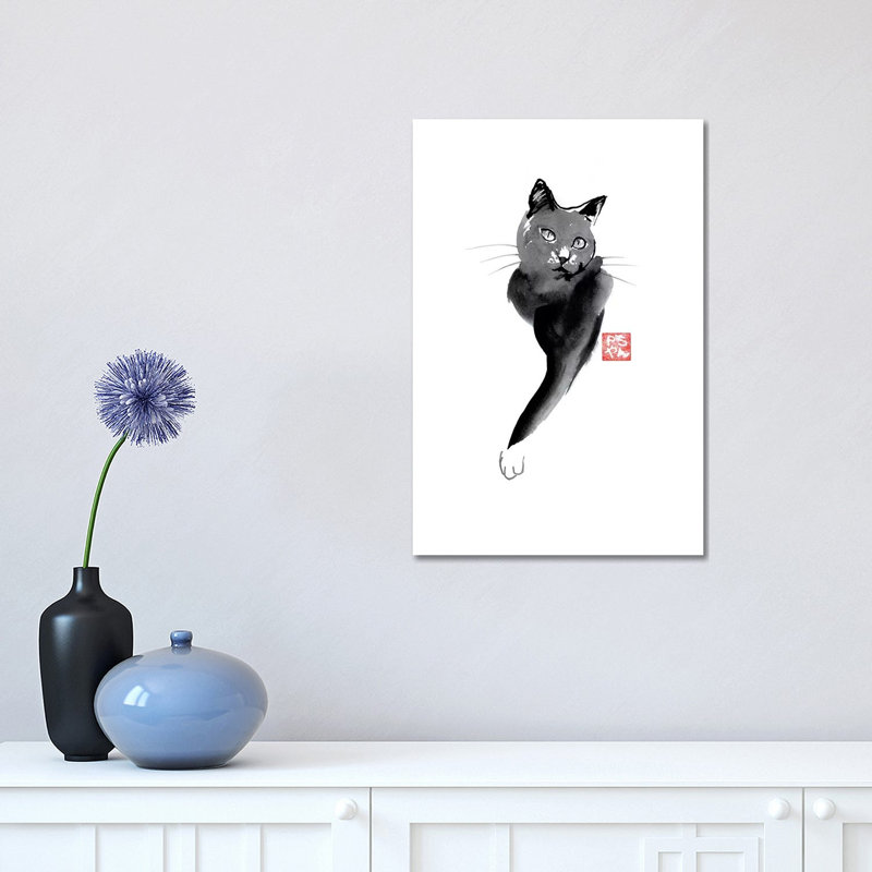 Cat Line by Péchane - Print on Canvas, 30.48 cm H x 45.72 cm W, Wrapped Canvas