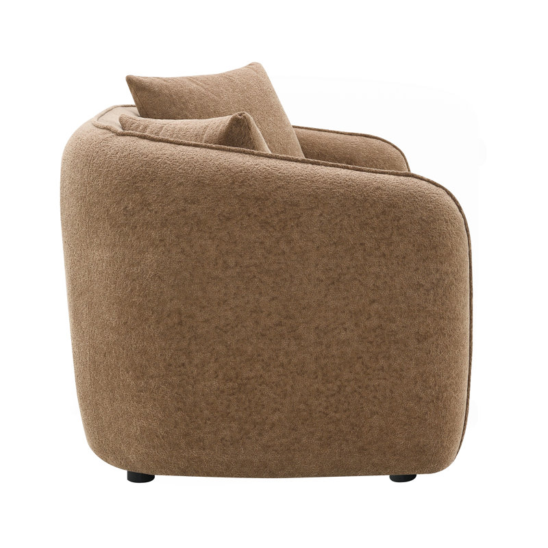 Chenille Loveseat With 2 Matching Color Toss Pillows, Brown