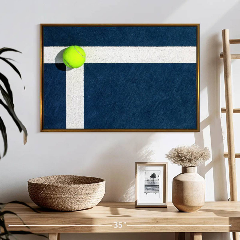 Cour de tennis, 25 po x 17 po, Cadre flottant doré