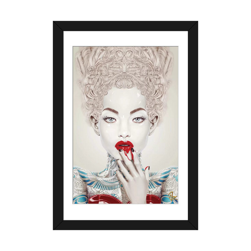 Porcelaine, impression sur toile tendue, H 24 po x l 16 po x P 1 po, Papier d'art encadré noir, Blanc