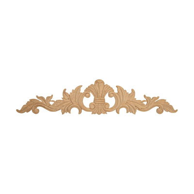 5-1/4 in x 24 in x 5/8 in Unfinished Hand Carved Solid Wood Onlay Acanthus Wood Applique