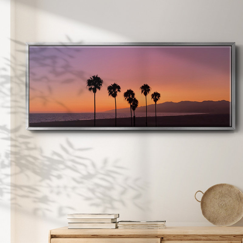 Coucher de soleil de Santa Monica, reproduction d'art sur toile, H 20 po x l 50 po x P 1,5 po, Argent