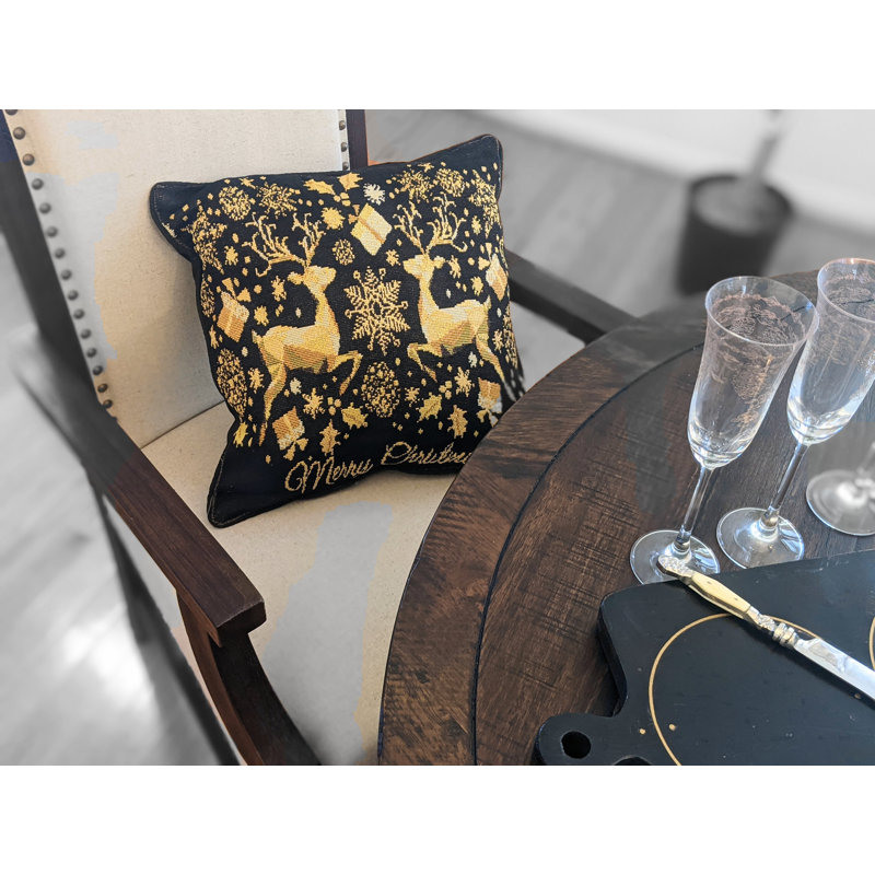 Housses de coussin magiques en tapisserie renne jaune doré - 16 po x 16 po - 2 pièces