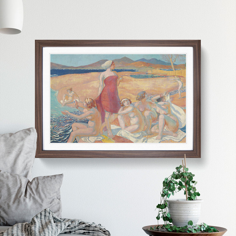 The Awakening of Ulysses by Maurice Denis - Picture Frame Painting, 27cm H x 36cm W x 2cm D, Walnut