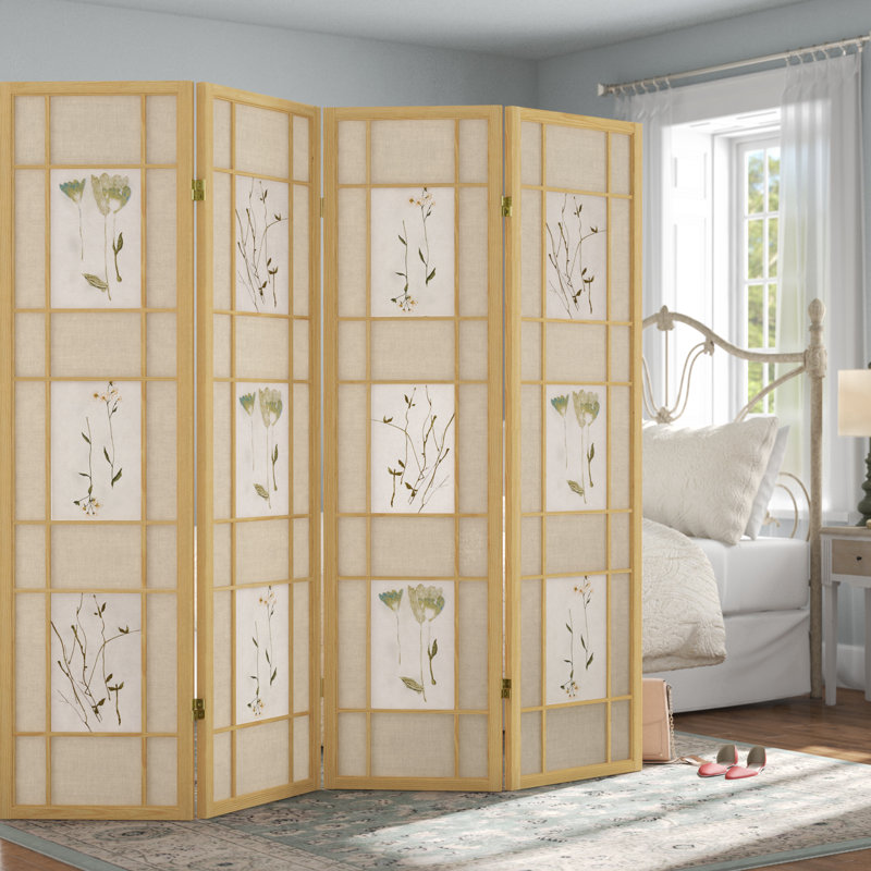 East Broadway 70"H 4-Panel Folding Room Divider, Natural, 4