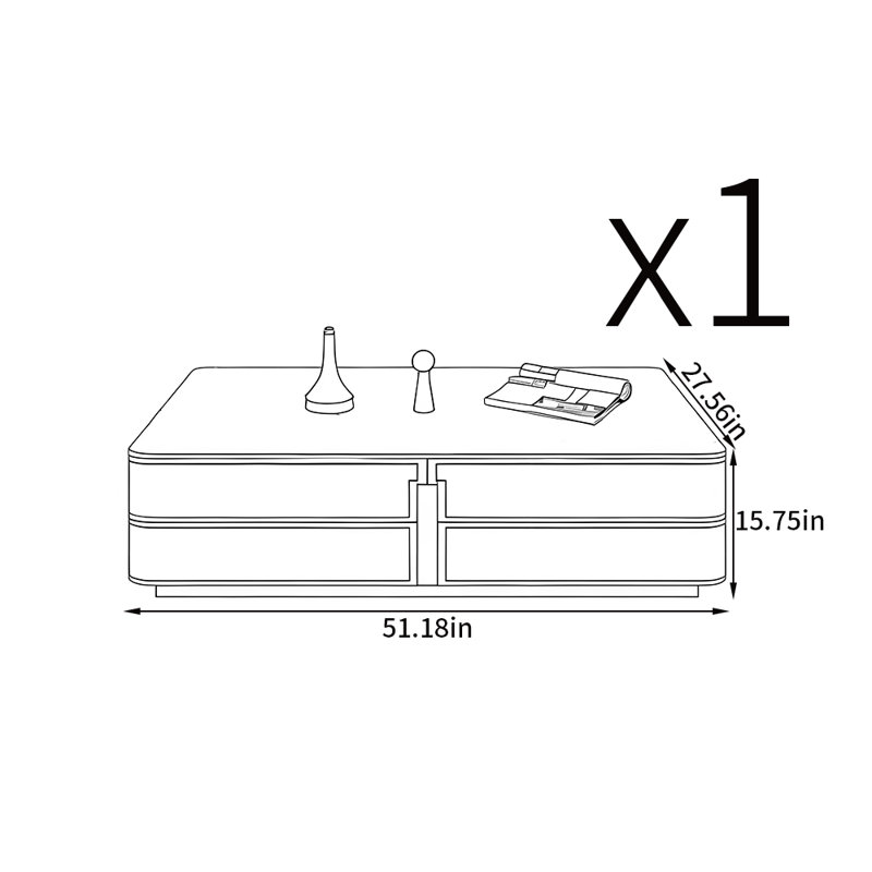 Table basse luxueuse de style italien, Noir, noir, noir, noir