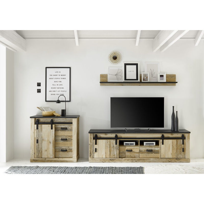 Jackeline TV Stand for TVs up to 88", Light brown/Black