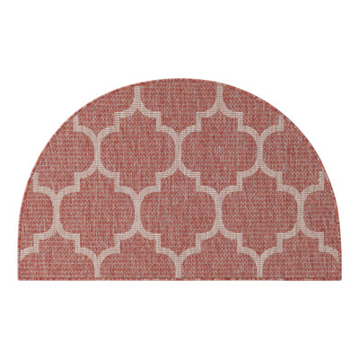 Tapis intérieur / extérieur géométrique rouge rouille