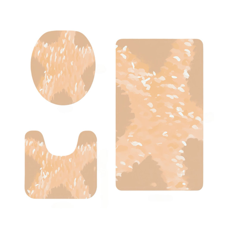 Peach Starfish Abstract 3 Pack Bathroom Rug Kit