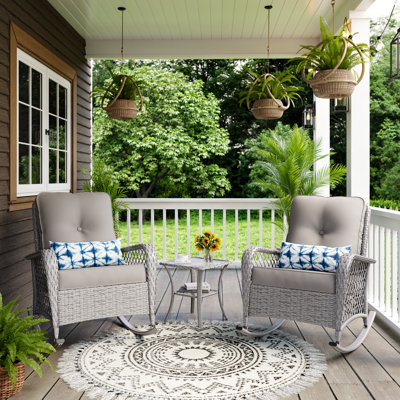 3 Piece Outdoor Rocking Patio Bistro Set