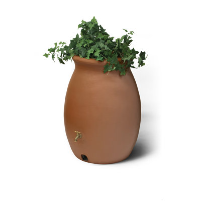 August Grove® 50 Gallons Plastic Drainable Dual Overflow Rain Barrel