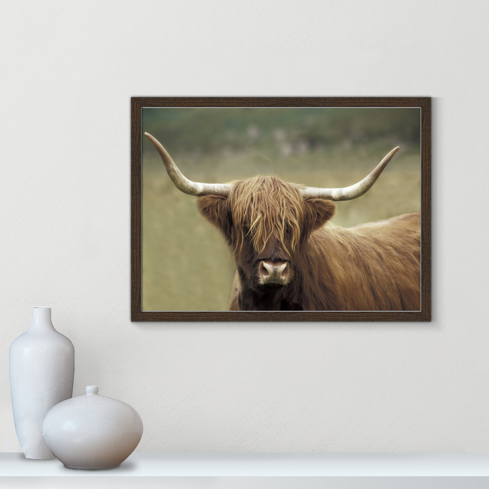 Frederic "Highland Afternoon" Print, 17" H x 23" W x 0.75" D, Walnut Wood Grain Framed