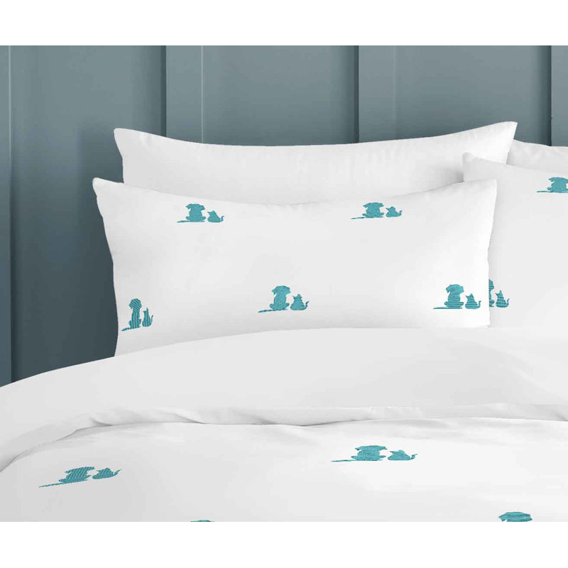 Embroidered Polycotton Premium Duvet Cover Set with Pillowcases Easy Care Breathable Modern Bedding for Home Décor