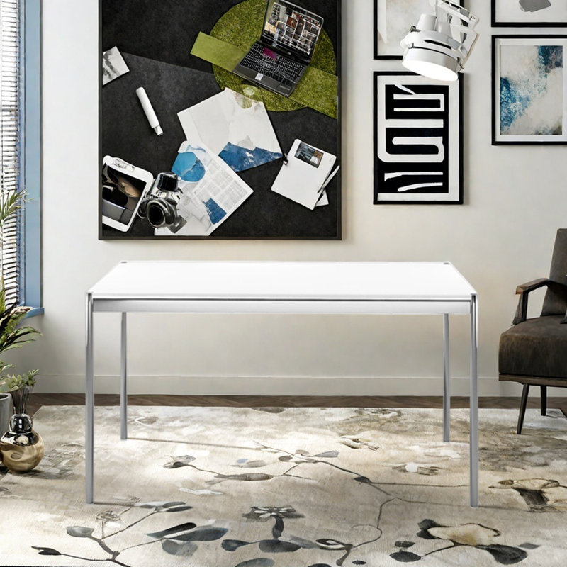 Bureau d'écriture moderne Modern Minimalist, H 28,93 po x l 47,24 po x P 27,55 po, Blanc