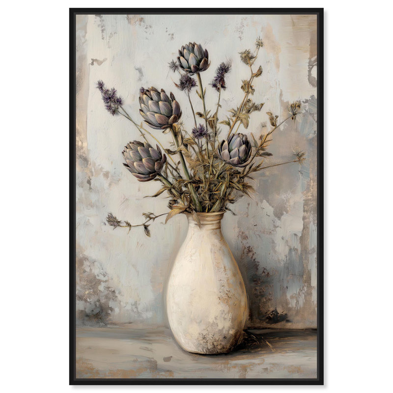 «Artichoke Glory Canvas Elegant Farm House» par Art Remedy, Structure noire, H 16 po x l 11 po