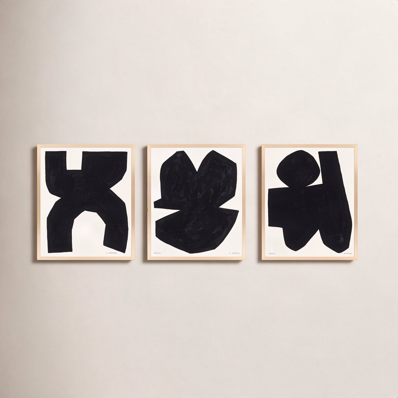 Shauna "Module on White" 3-Piece Painting Set, 20" H x 16" W x 1.25" D, Brown