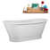 67" Streamline Soaking Matte White Freestanding Tub and Tray With Internal Drain