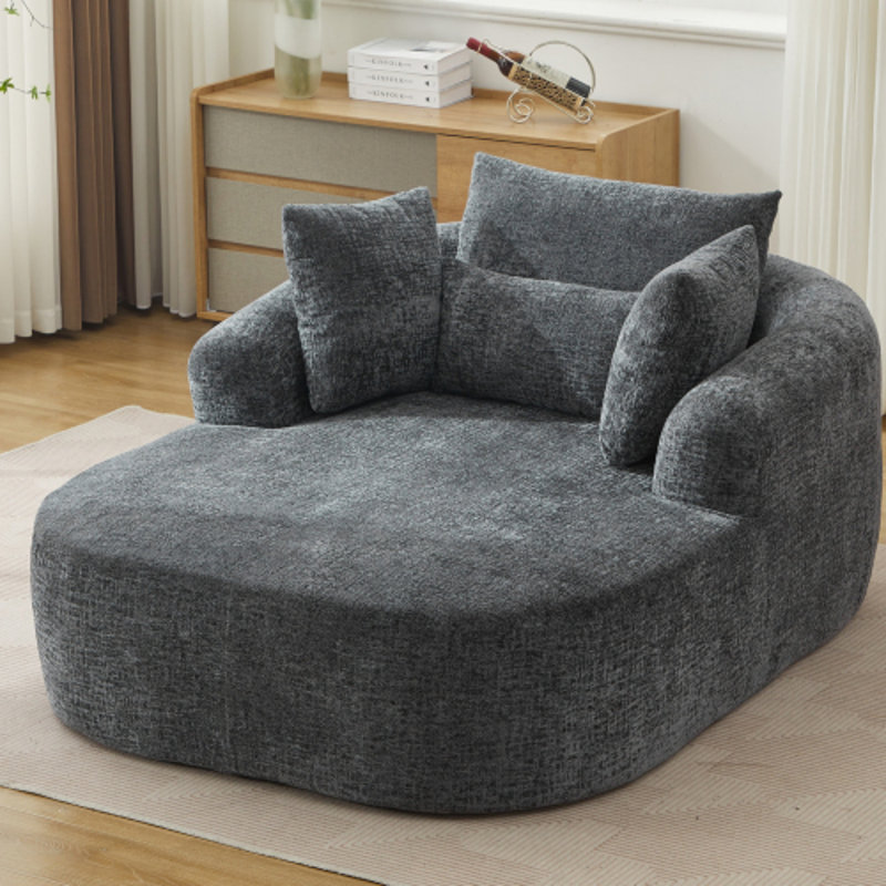 Upholstered Chaise Lounge, Grey