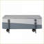 Table basse grise et blanche ultra brillante avec rangement dissimulé pour le salon, capacité de poids de 70 lb