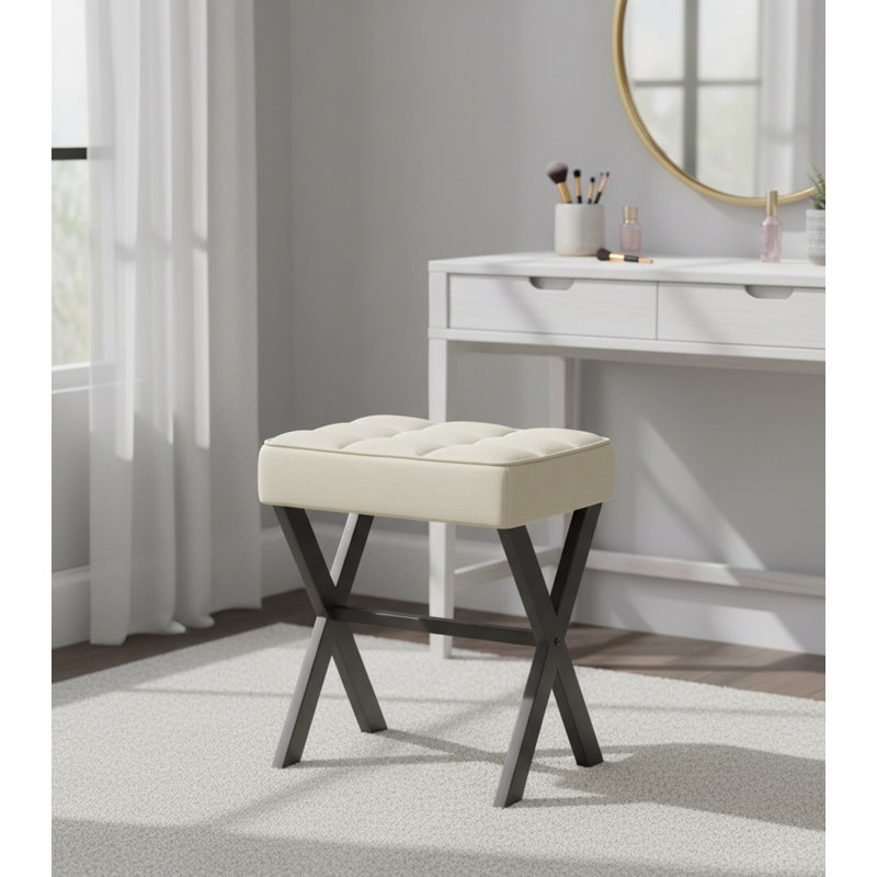 Metal Accent Stool, Beige
