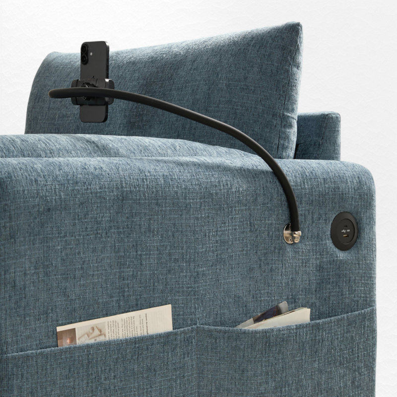 Fauteuil d'appoint rembourré avec repose-pieds avec rangement, Bleu