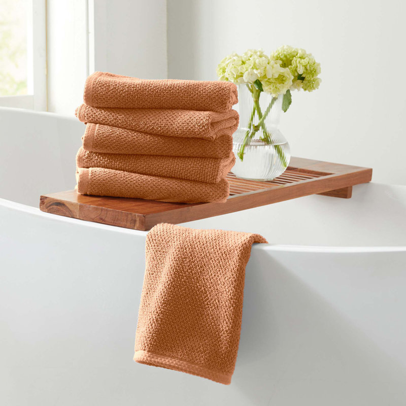 Drap de bain 100% coton texturé, Argile, Essuie-mains - paquet de 6