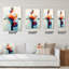 Horloge murale rétro géométrique circulaire orange et bleue-99633823