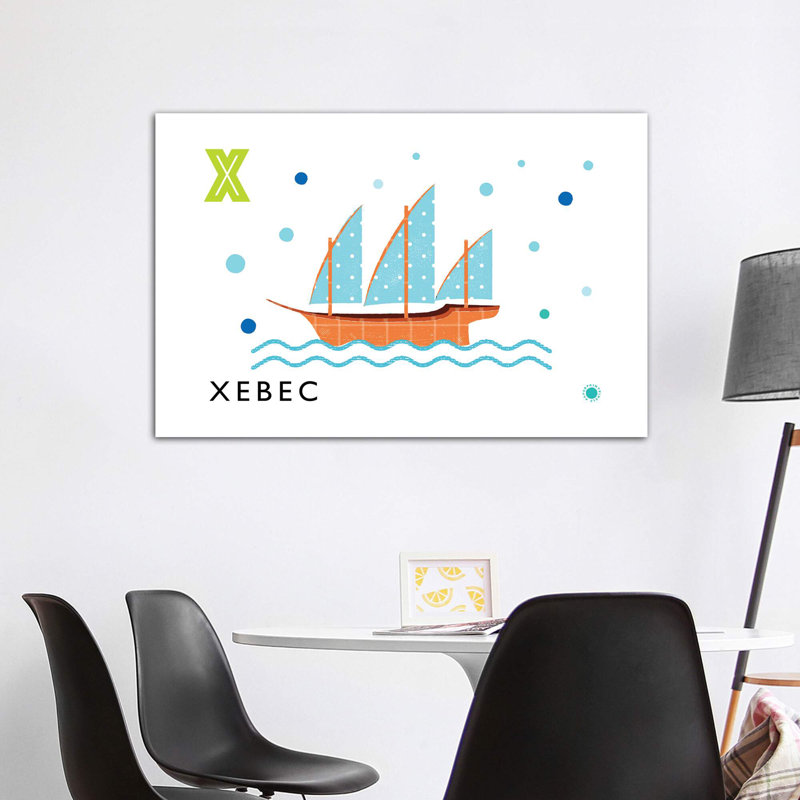«X is for Xebec» - impression, Pas de tapis, H 40 po x l 60 po x 1,5 po, Toile tendue