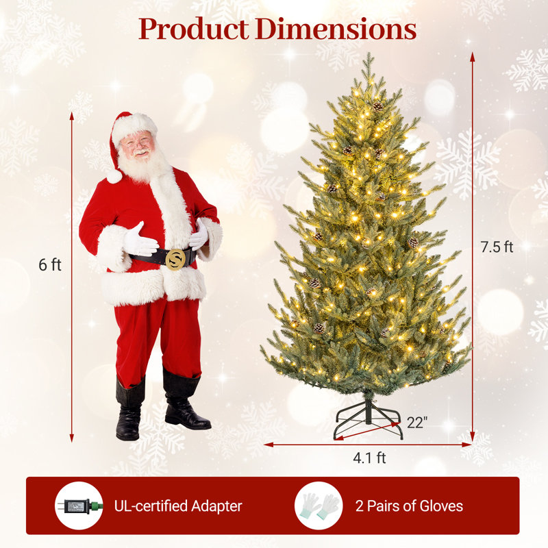 Arbre de Noël artificiel 7,5 pi avec lumières DEL multicolores pré-installées