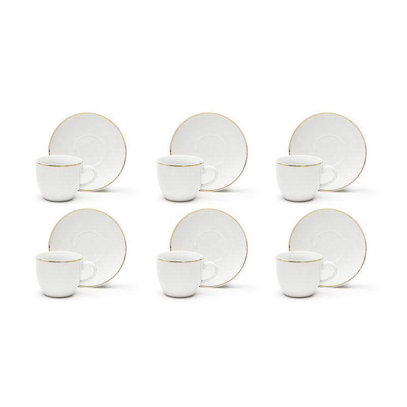 Gold Porcelain Espresso Cup and Saucer