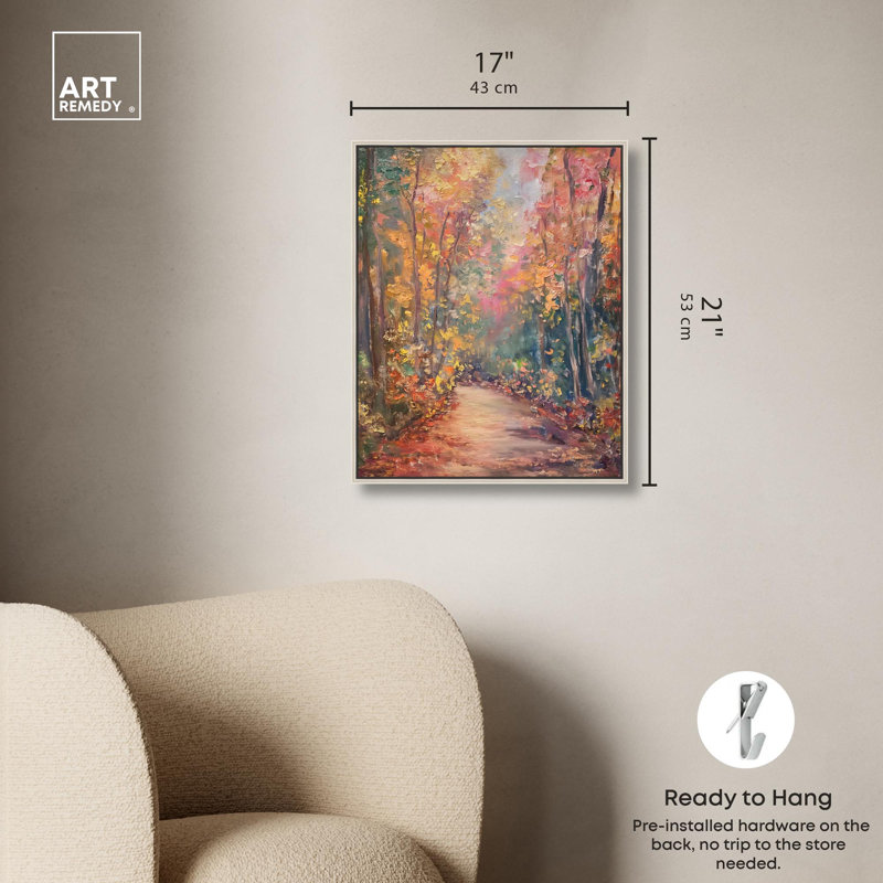 «Verdant Blaze II», impressionisme sur toile par Art Remedy, H 21 po x l 17 po, Encadrement argenté
