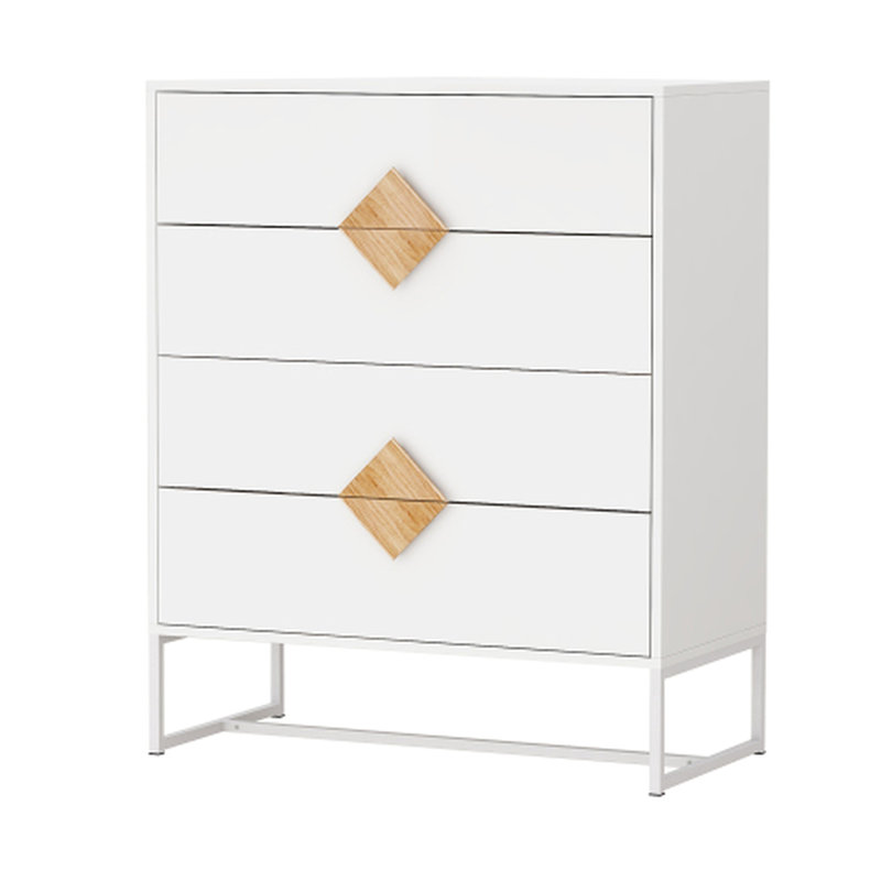 Commode de chambre à coucher 4 tiroirs - Stable E1, poignée carrée, avec tiroirs