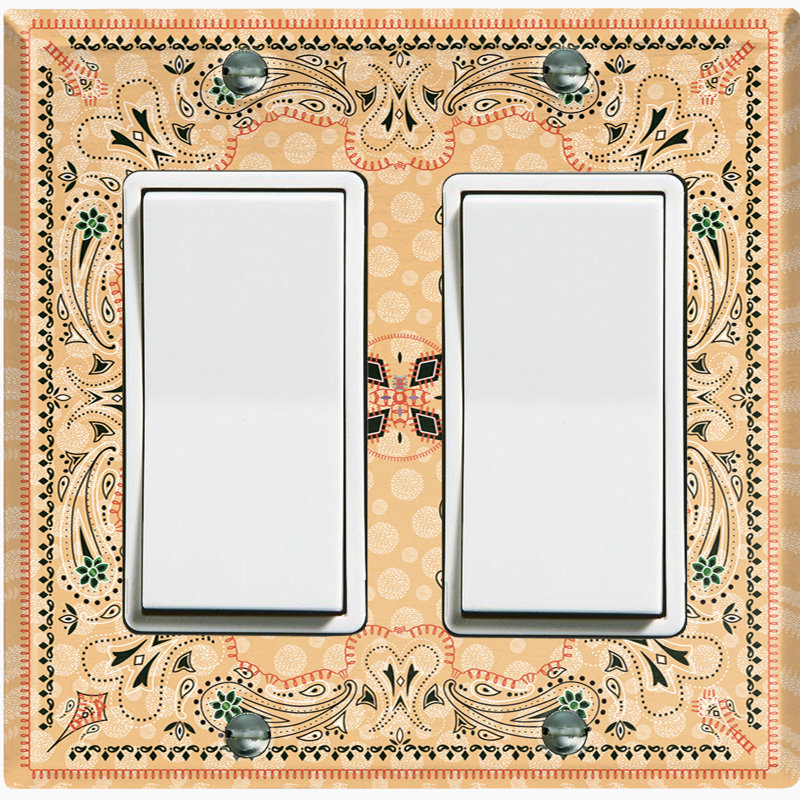 Patterned 2 - Gang Toggle Light Switch Standard Wall Plate, Tan