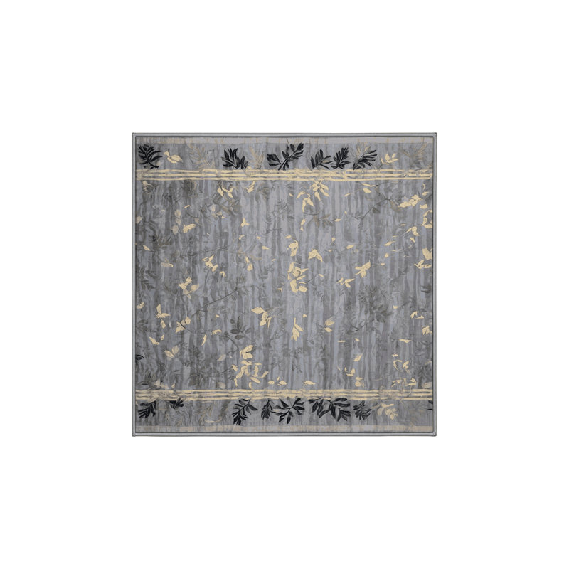Machine Washable Gray Area Rug, Square 8'