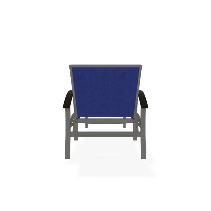 Askar Outdoor Rust-Resistant Metal Chaise Lounge, Textured Snow, Atlantis Royal Blue Sunbrella®, Beachwood P40