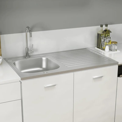 Belfry Kitchen Tovar 600mm W Single Bowl Steel Kitchen Sink with 1 Faucet Hole