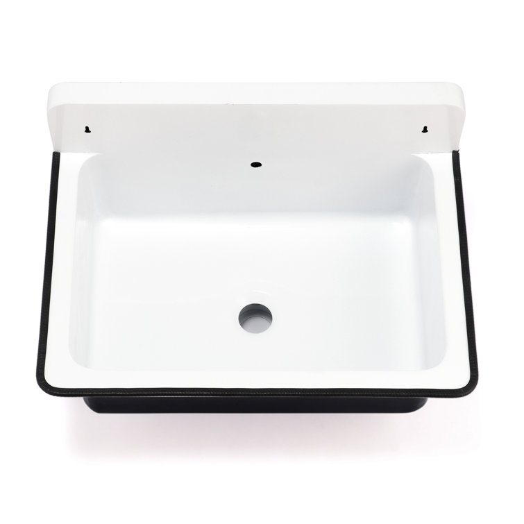 Anchor 14" Iron Rectangular Wall Mount Bathroom Sink with Overflow