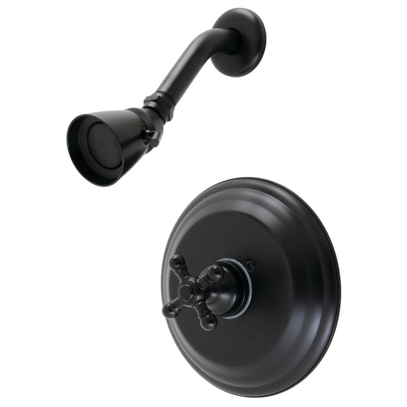 Robinet de douche à pression équilibrée à poignée simple Kingston Brass Metropolitan, Noir mat