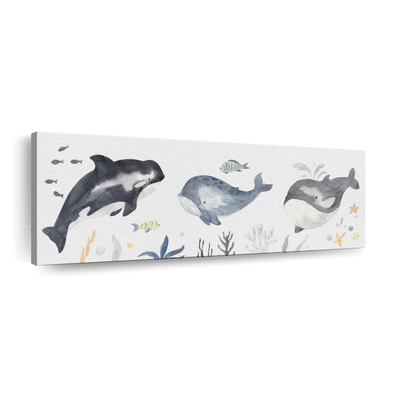 " Nursery Whales " by IvaCuddlyMural, 10" H x 30" W x 1.25" D